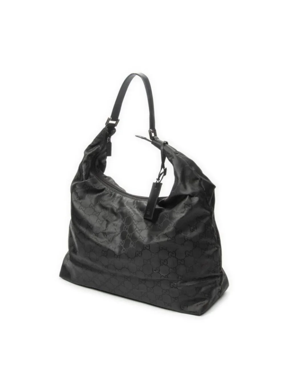 Gucci Large Zip Hobo Black GG Nylon Canvas